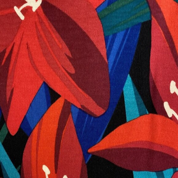 Tommy Bahama Red Tropical Lily Print Short Sleeve Dress L Tencel/Nylon Blend - Picture 8 of 14